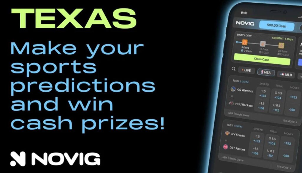 Novig markets and liquidity in Texas NFL NBA MLB live activity