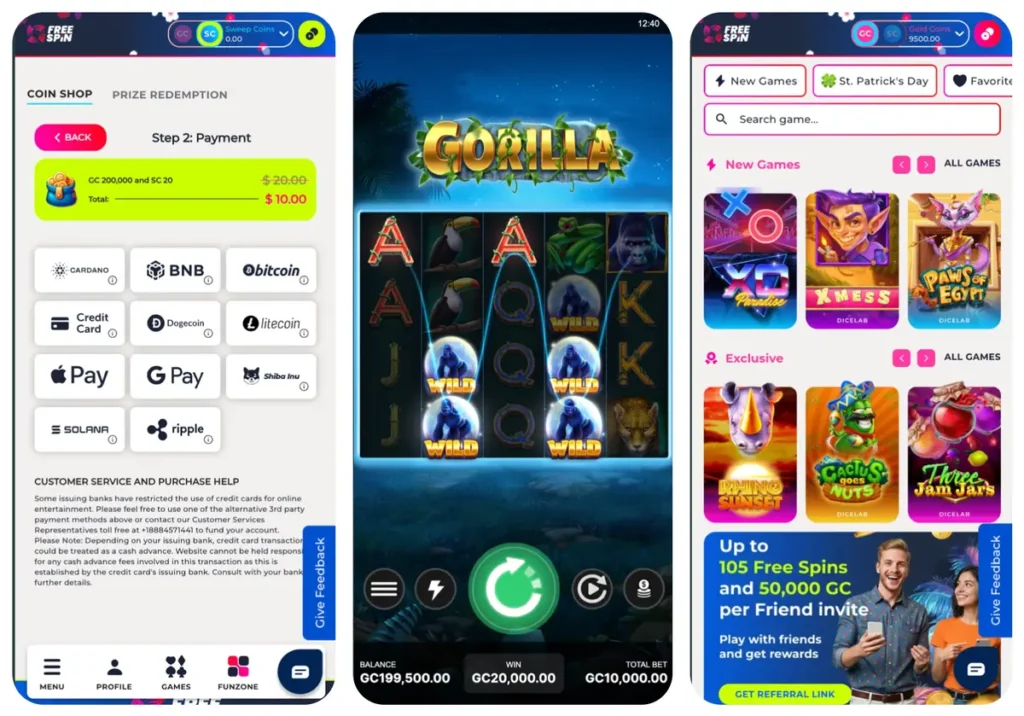 Free Spin Casino Texas Coin Shop welcome offer 200000 Gold Coins sign-up gift